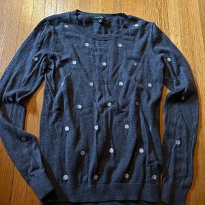 J. Crew Teddie Sweater in Grey Polka Dots, Size XS